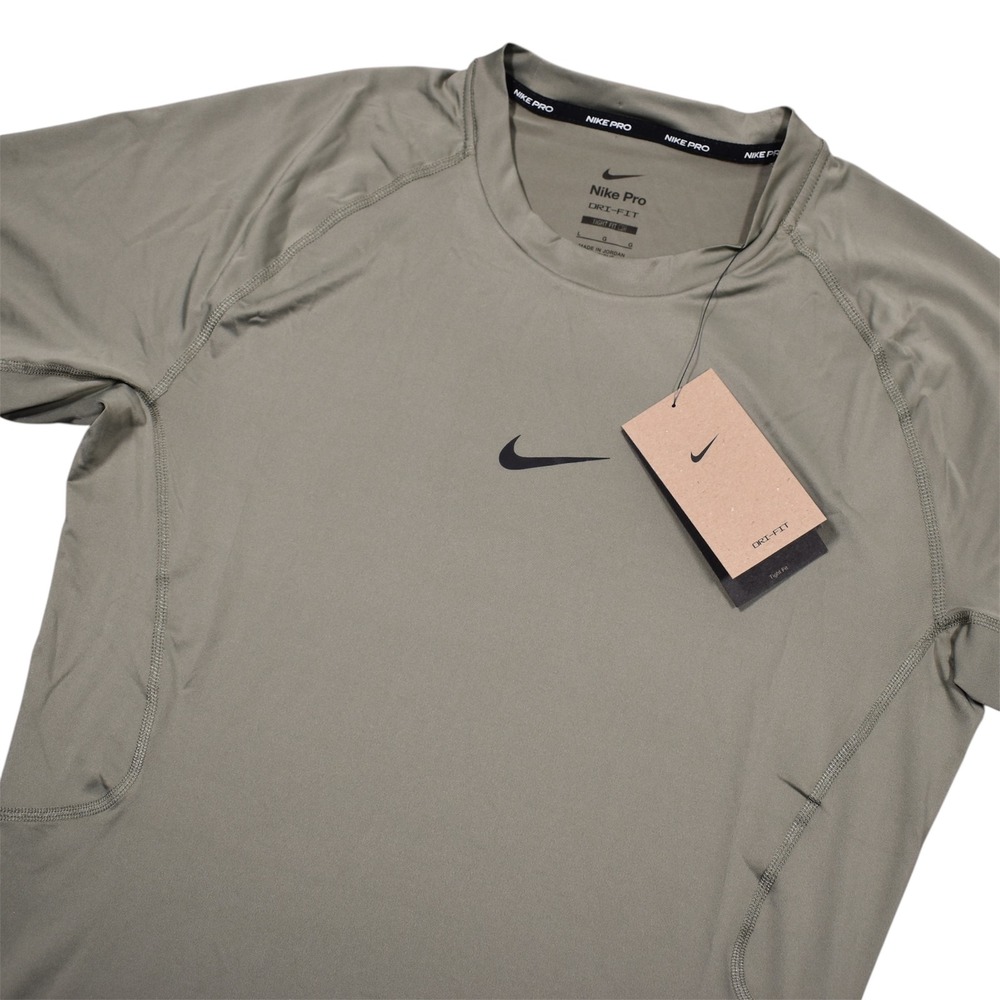 Nike Pro Mens Dri-FIT Tight Short Sleeve Fitness Top Large Light Army Green